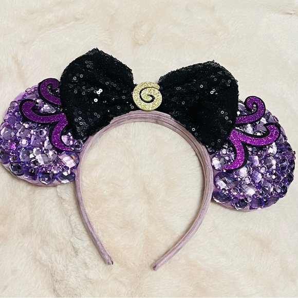 Disney Ears Rhinestones Purple Octopus Handmade - Picture 2 of 5